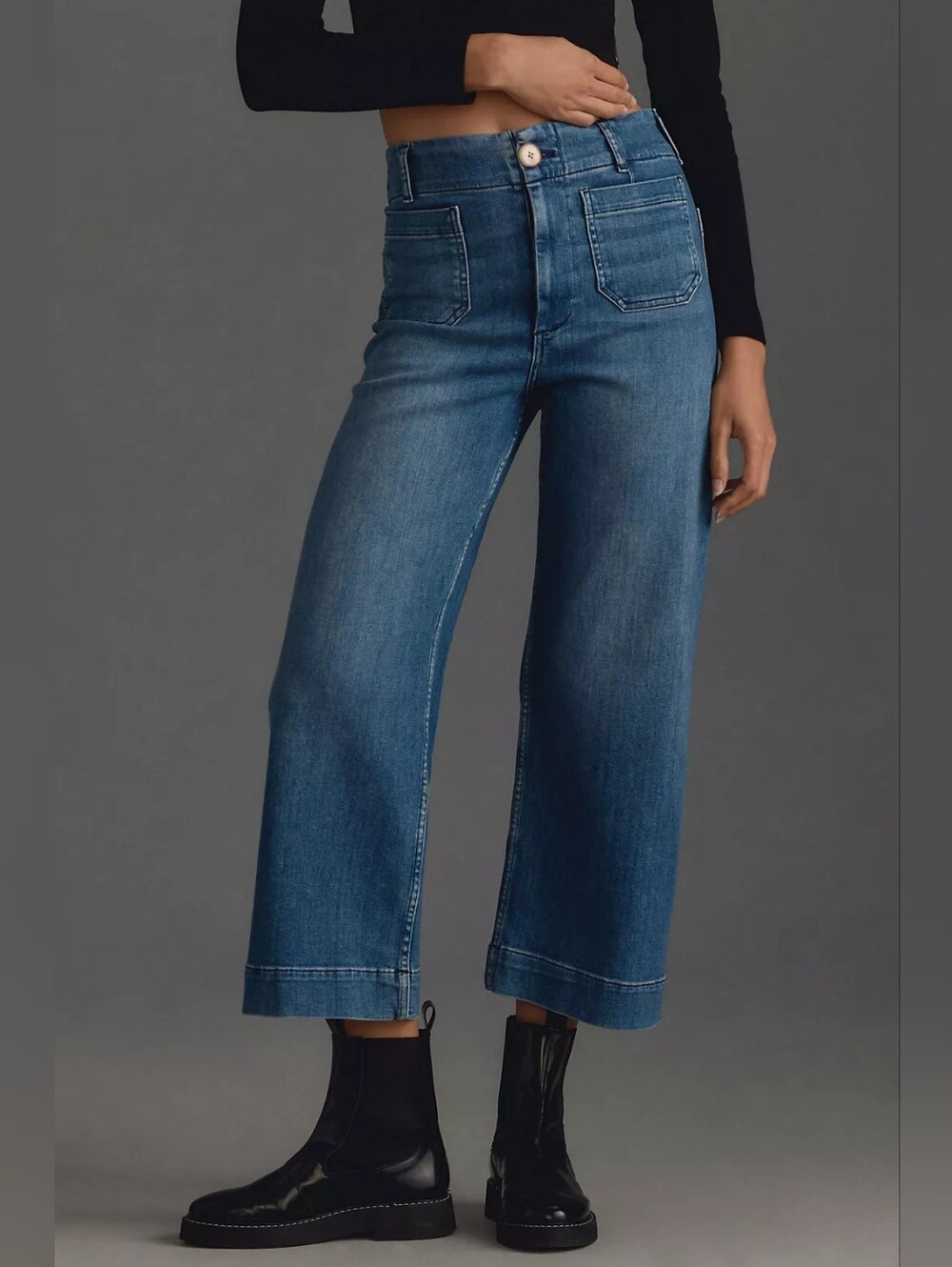 Maeve The Colette Crop High-Rise Wide-Leg Jean 26 Anthropologie Denim
